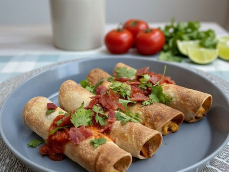 Celia’s Corn Tortillas, breakfast taquitos, air fryer breakfast, easy breakfast ideas, bacon and egg recipes, morning tacos, crispy taquitos