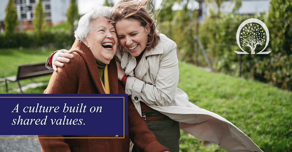 A culture built on shared values in senior living at Omega Senior Living communities.