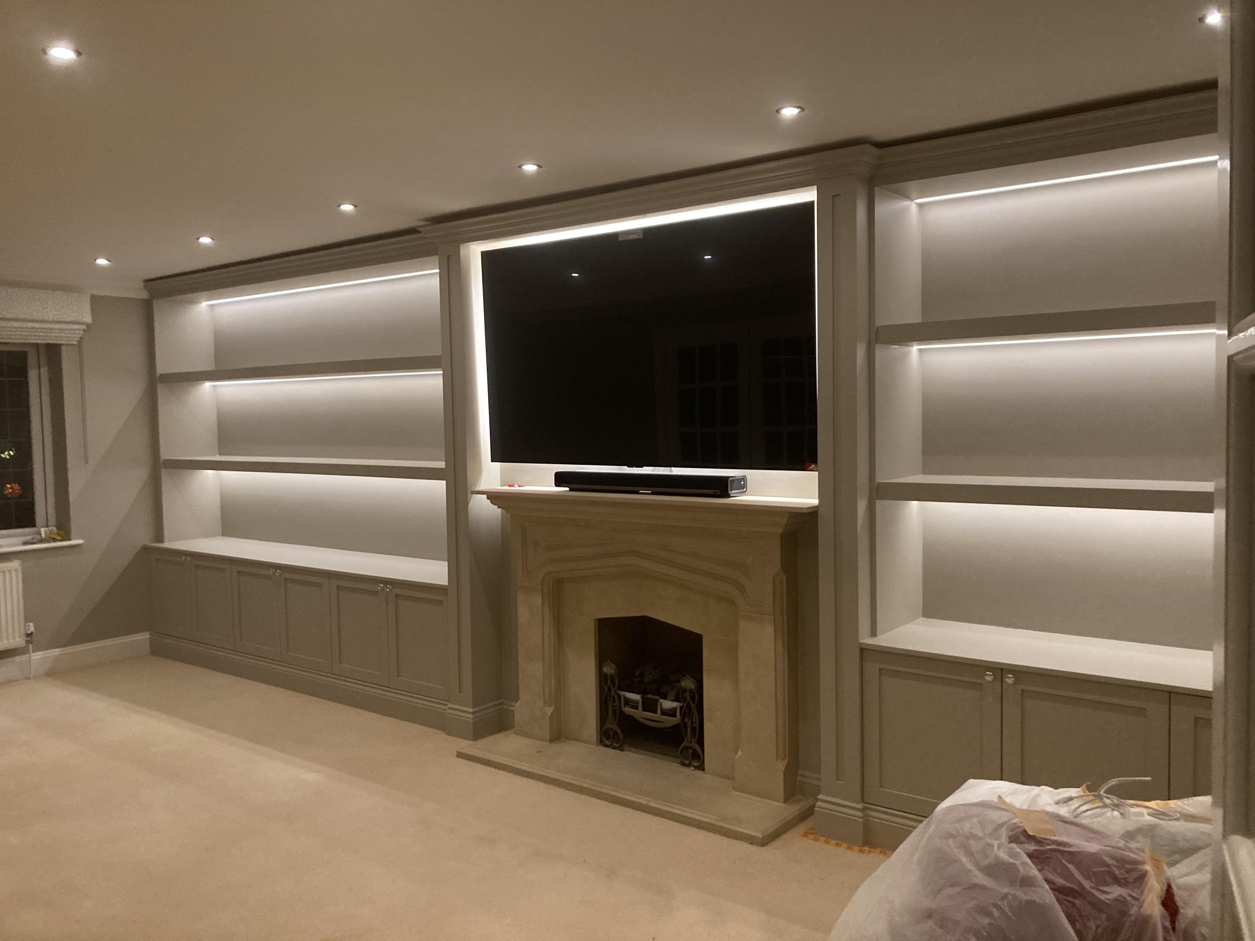 Bespoke Media Wall with Cupboards in Harpenden