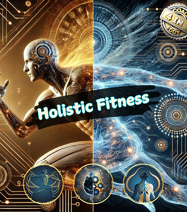 Dynamische Illustration eines laufenden Menschen mit gespaltenem Design: links goldene, biomechanische Strukturen