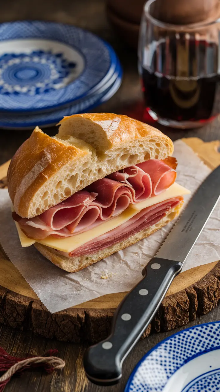 Sandes de Presunto e Queijo – Cured ham and cheese sandwich.