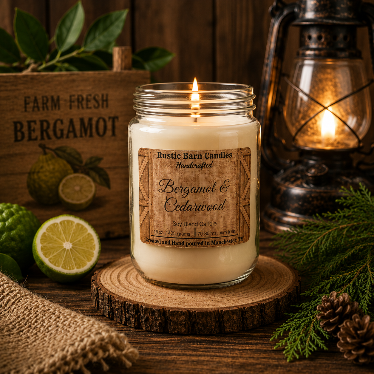 Bergamot & Cedarwood Scented Candle