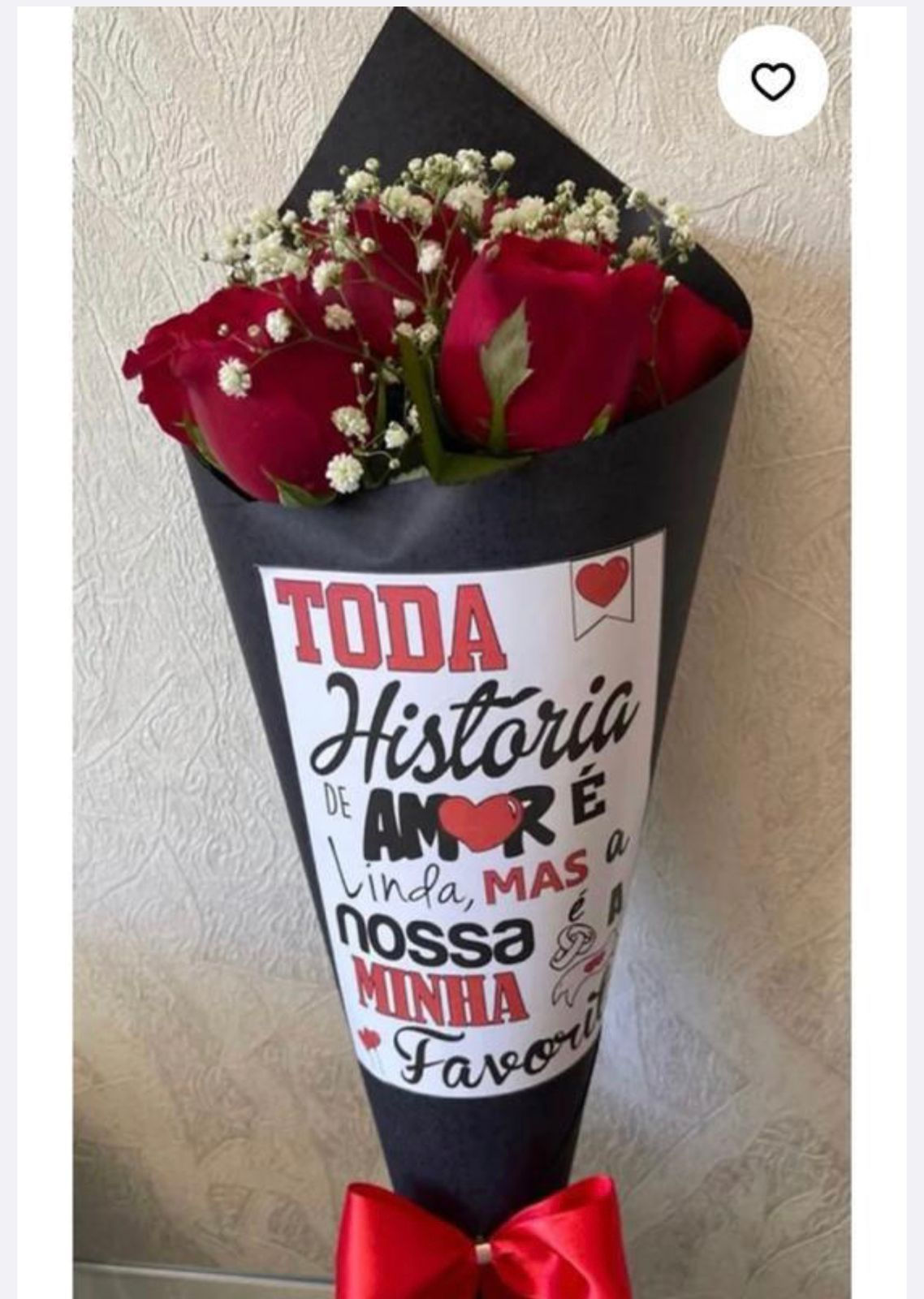 Cone Romântico com 06 Rosas Colombianas