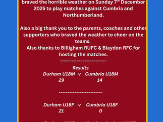 County U18 Male & Female Results