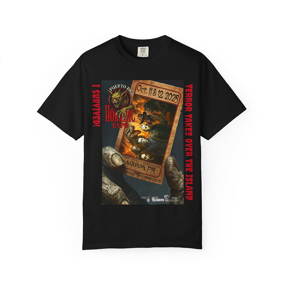 Miniatura: PR Horrific Expo 2025 - Unisex Garment-Dyed T-Shirt - Official Poster Design