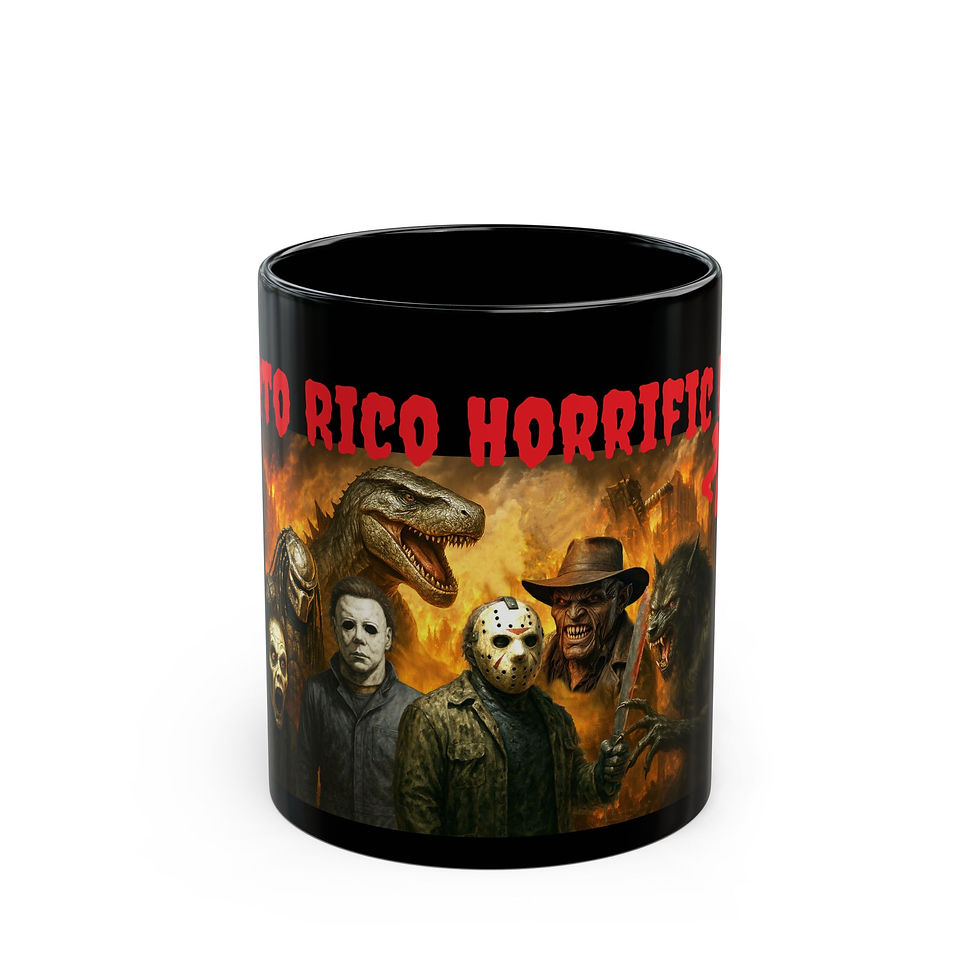 Horror-Themed Black Mug - 'PR Horrific Expo 2025' Design