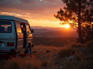 campervan at sunset