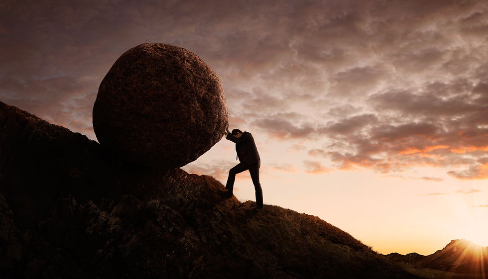 Business concept, Young businessman push