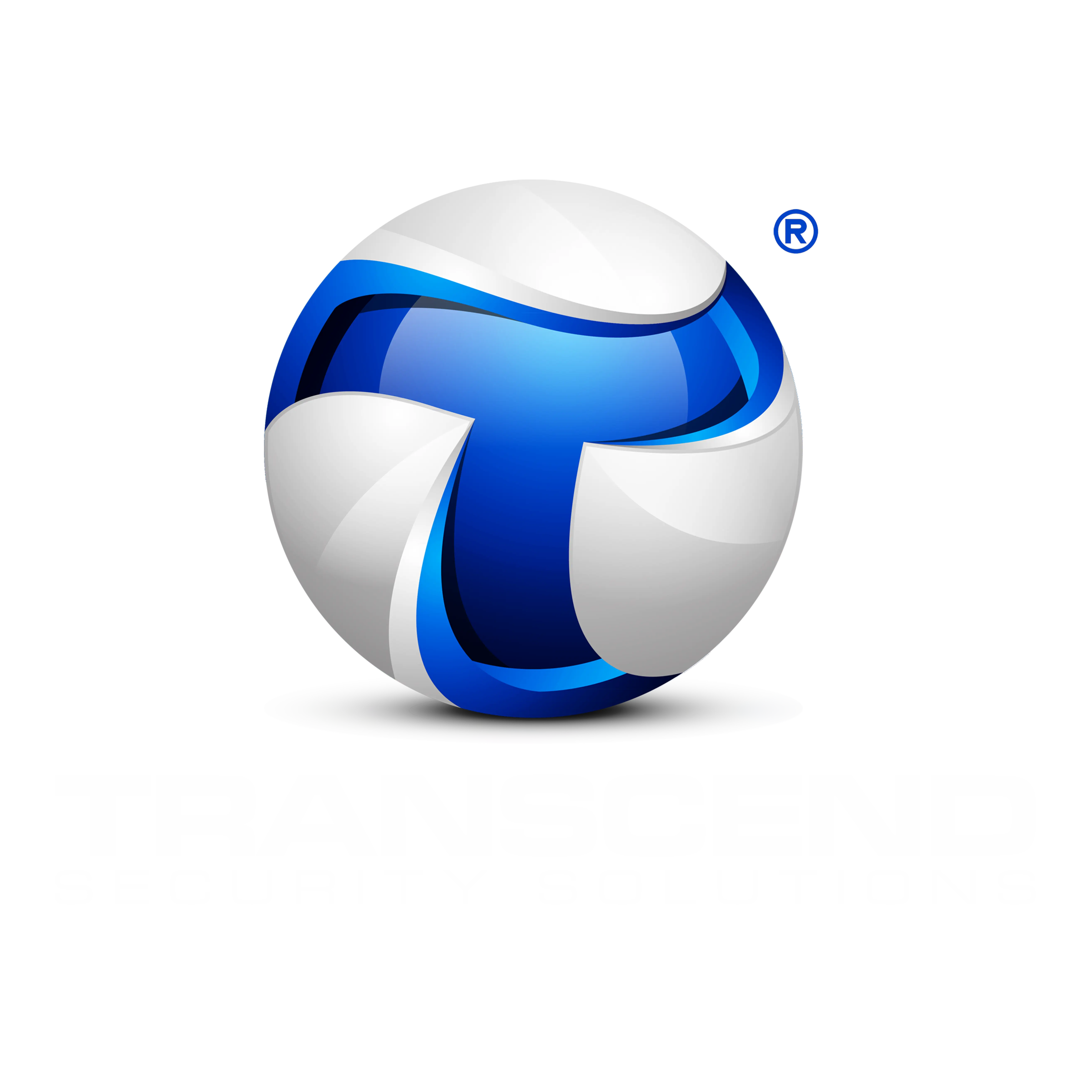 3D logo with a blue and white sphere, the letter T, and the text 'Transcend Security'