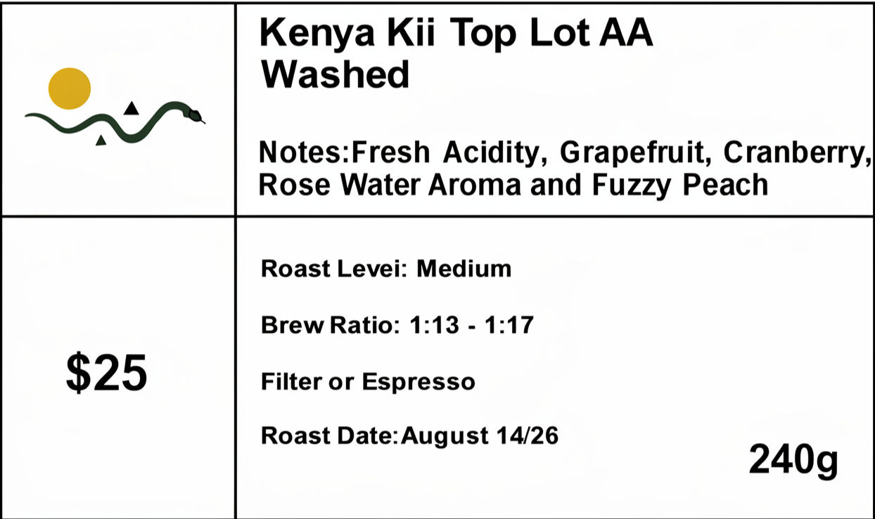 Kenya AA Kll Top Lot. Washed