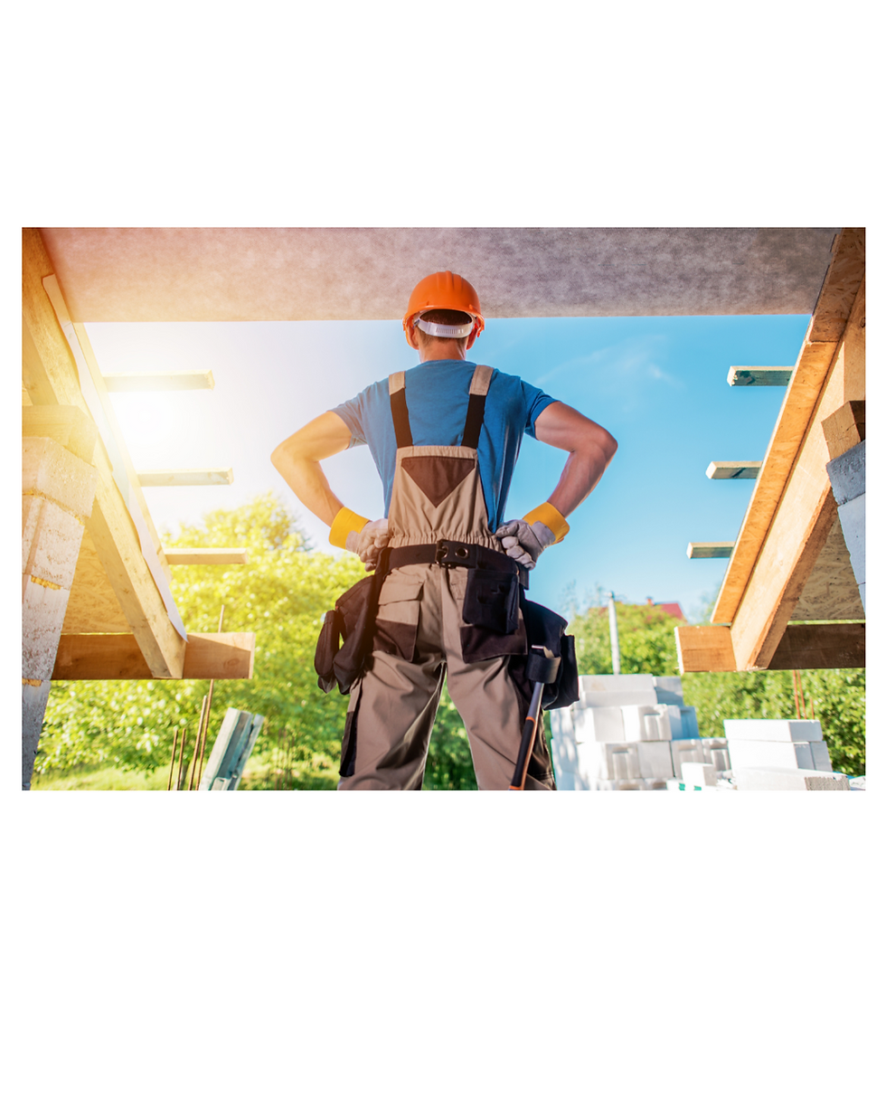 a builder surveying his work