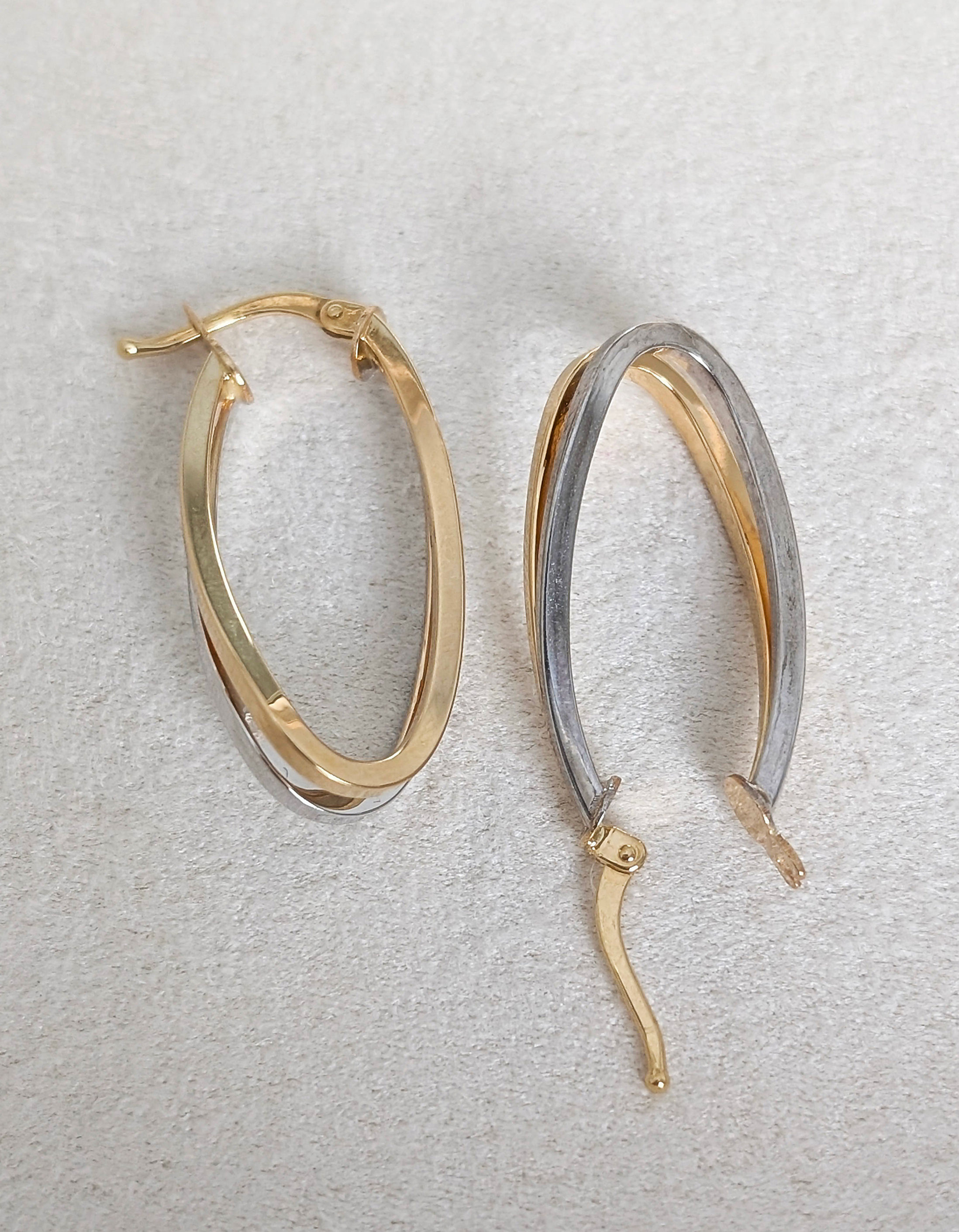 Two Tone 18K Gold Earrings