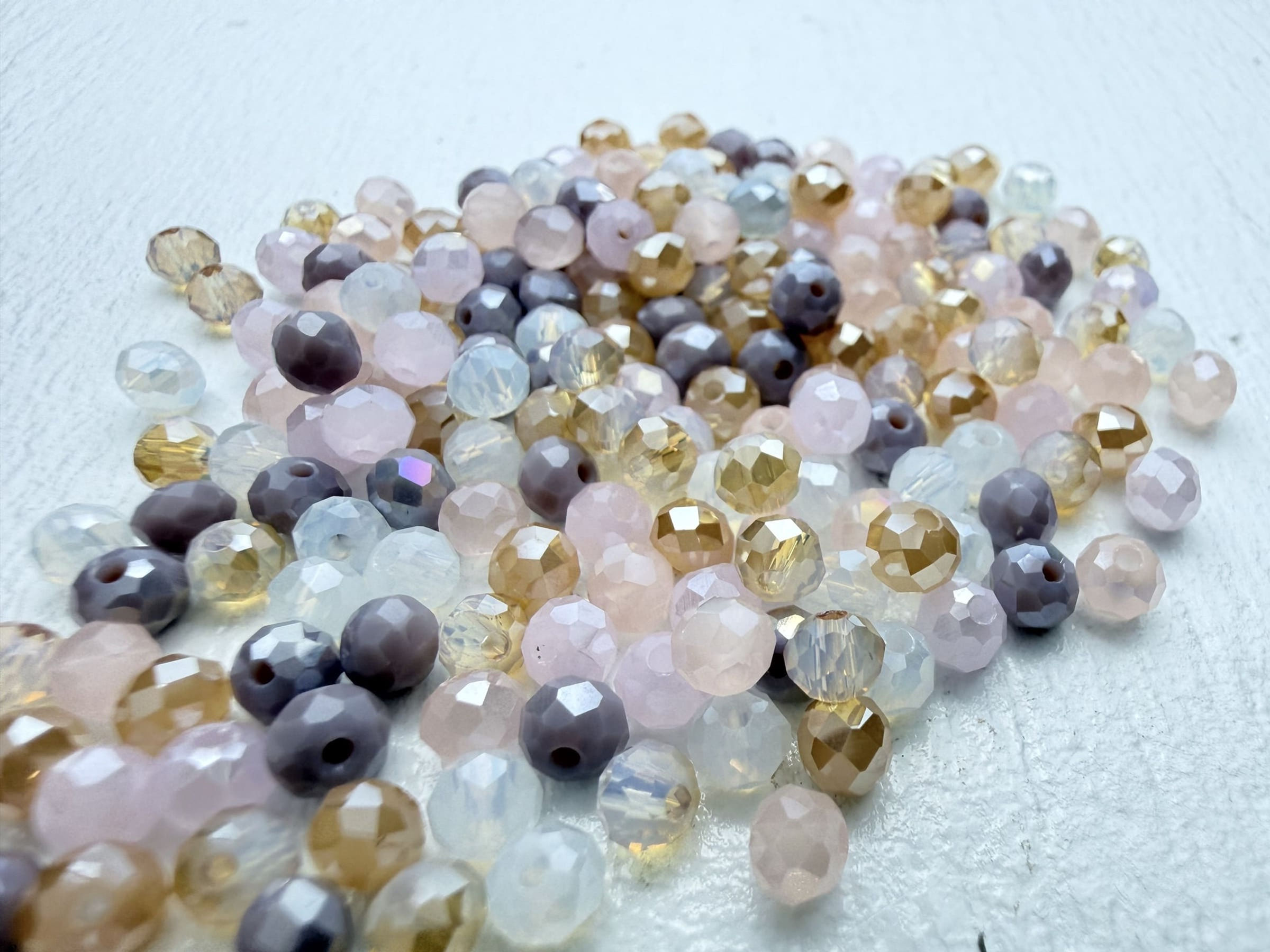 Facettierte Perlen Rosé-Violet-Weiß-Natur | 5 mm | 200 Stück