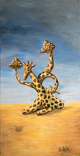 giraffe right, Michael Reigle Wagner surrealist oil painting psychedelic art