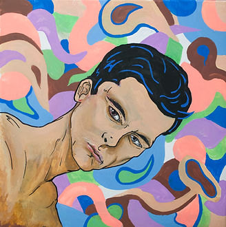 70s portrait, Michael Reigle Wagner surrealist oil painting psychedelic art