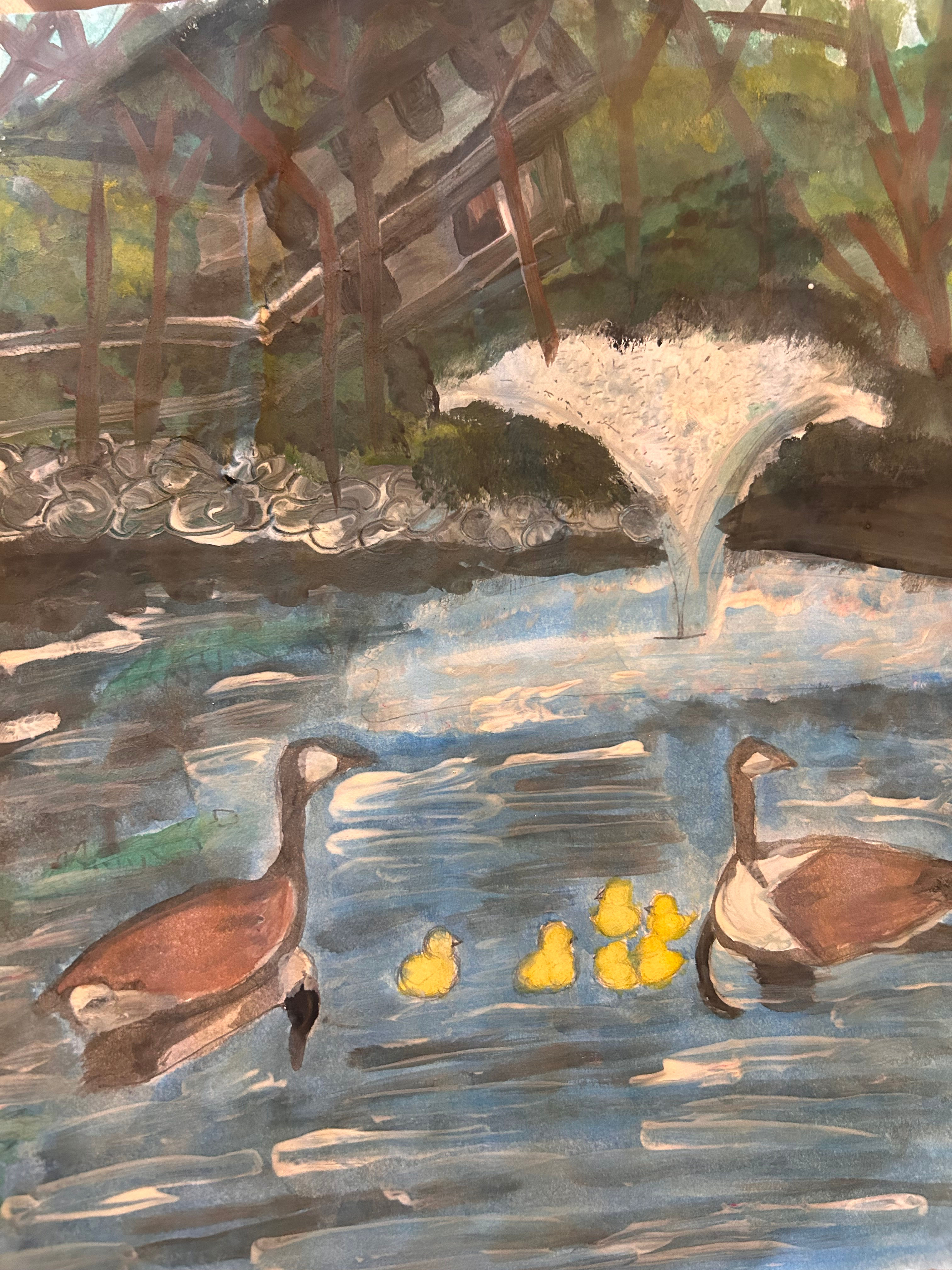 Cute Canadian Geese Painting