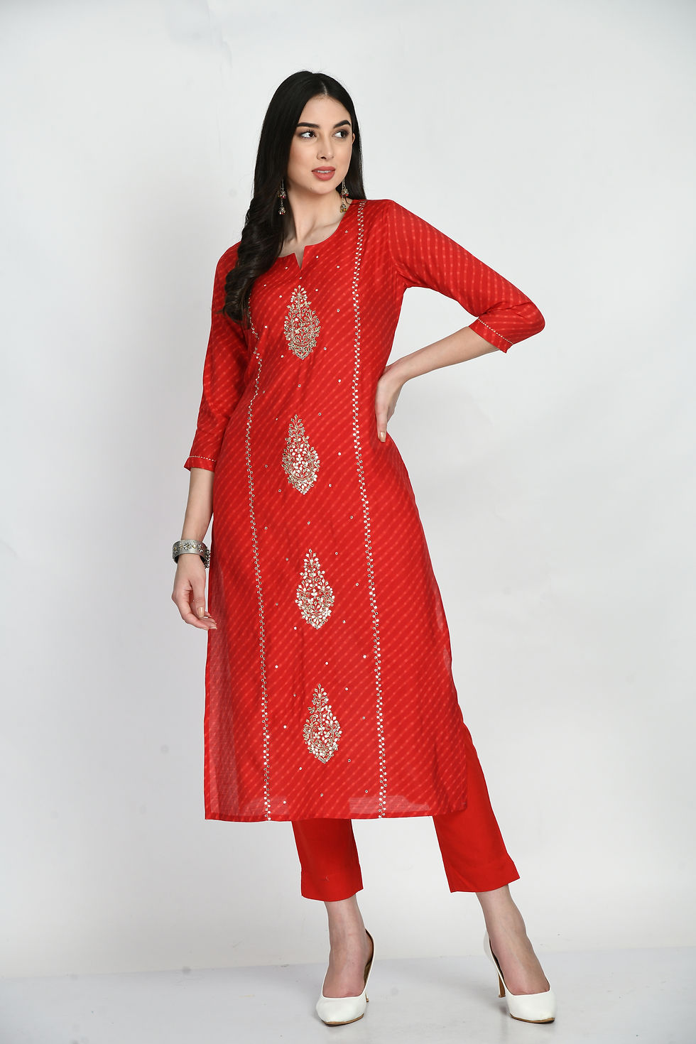 Thumbnail: Red kurta with  Gota Mirror