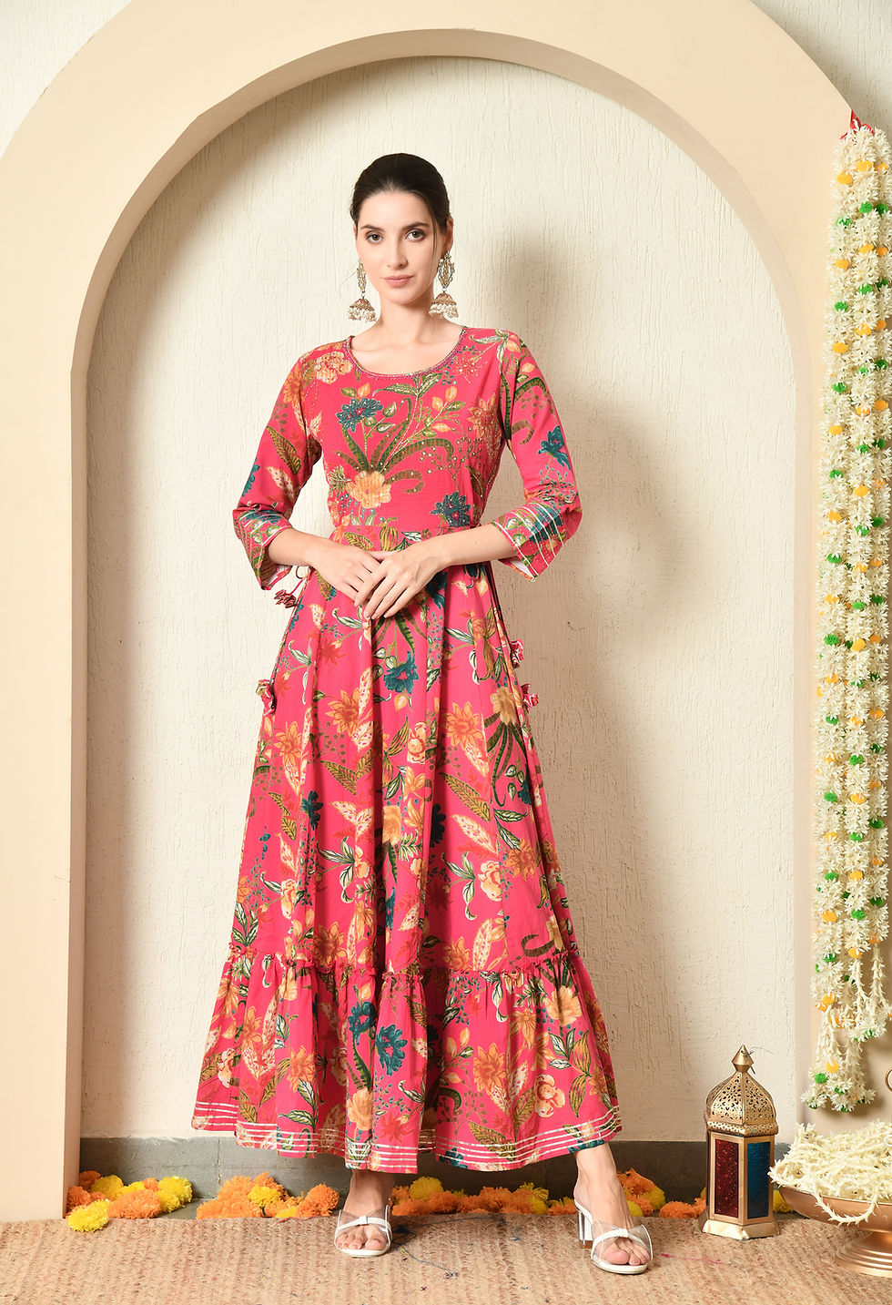 Thumbnail: PRINTED COTTON ANARKALI DRESS
