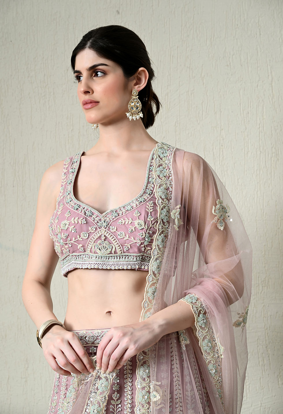 Thumbnail: Lilac Chandelier Pearl Lehenga 