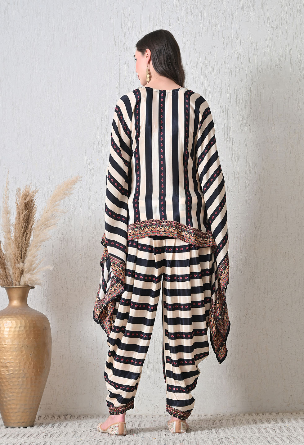 Thumbnail: Crape kaftan with dhoti 