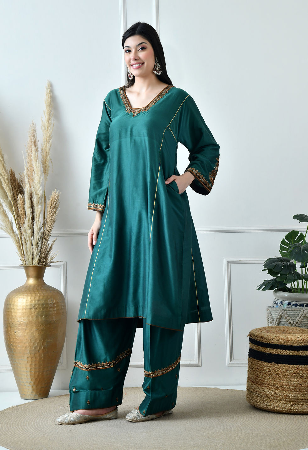 Thumbnail: Bottle  green kurta 