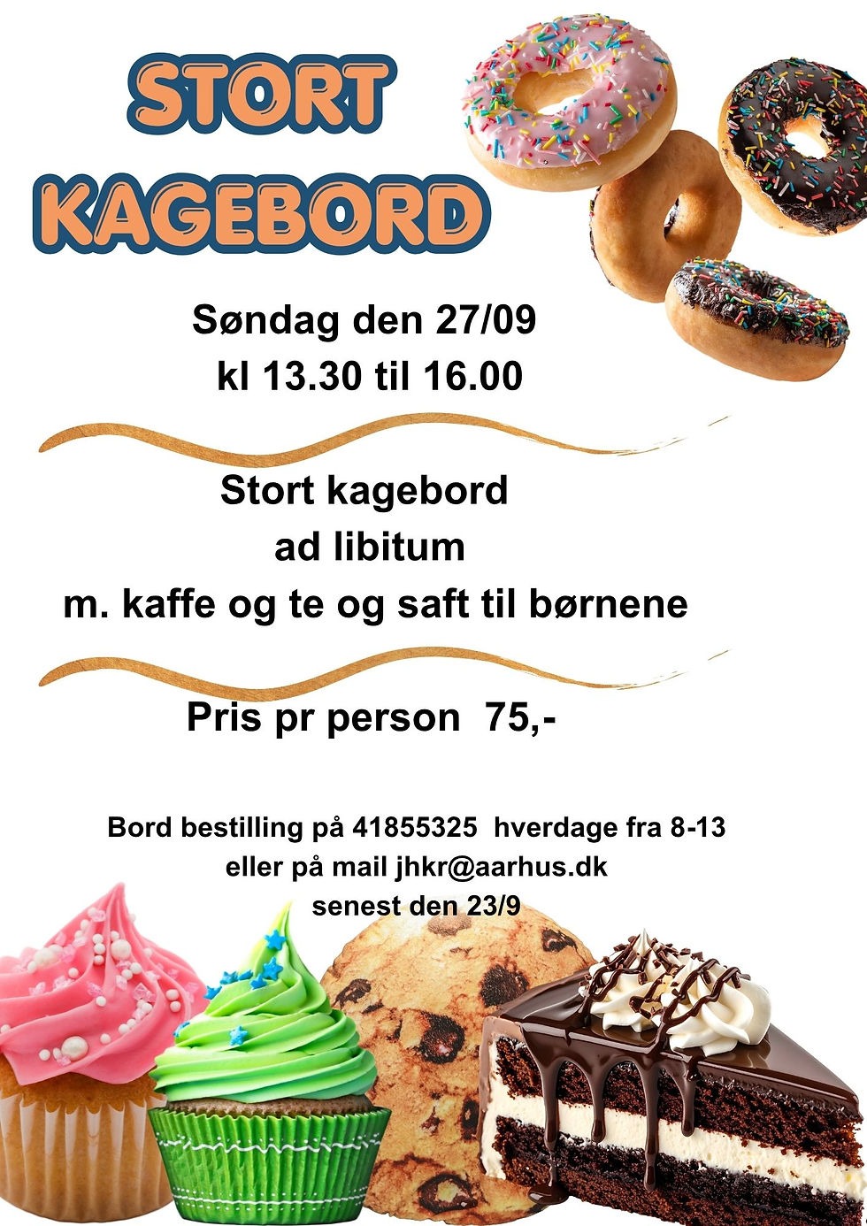 Stort kagebord i Folkehuset