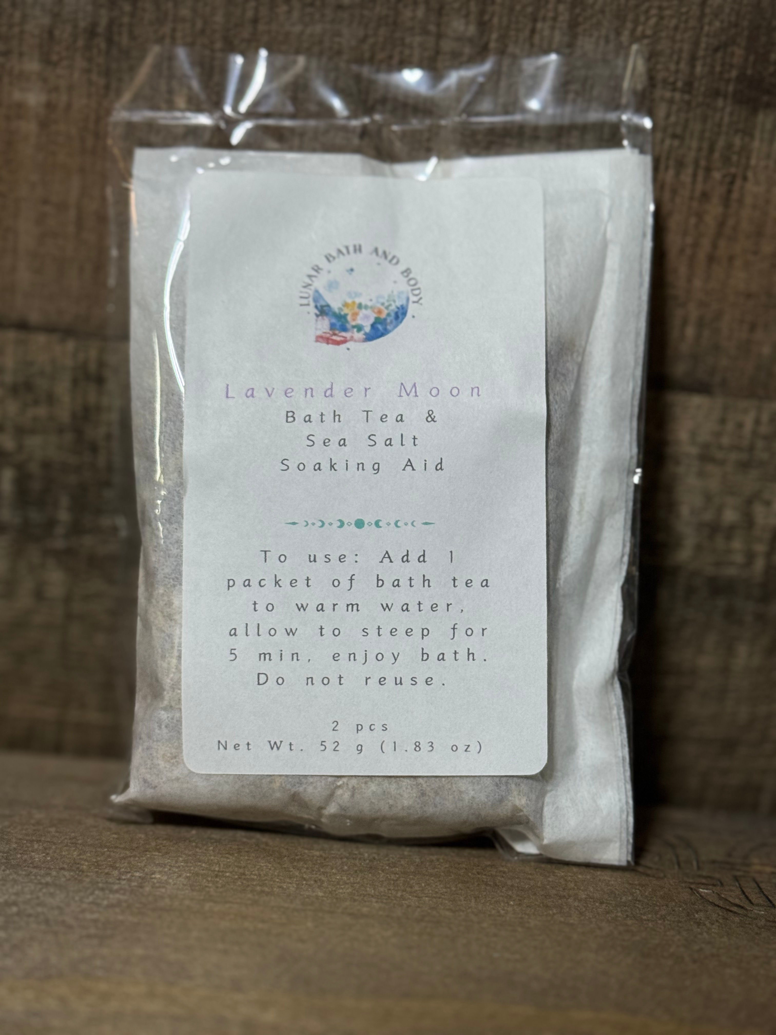 Lavender Moon Bath Tea & Sea Salt Soaking Aid 2 pcs