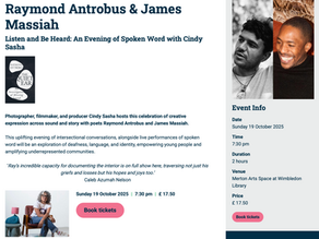 Wimbledon Book Festival: Raymond Antrobus and James Massiah