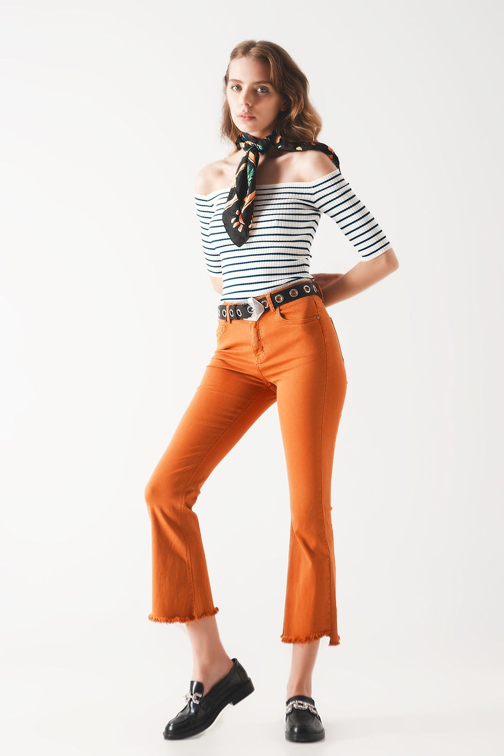 Thumbnail: Stripe Bardot Top in Navy