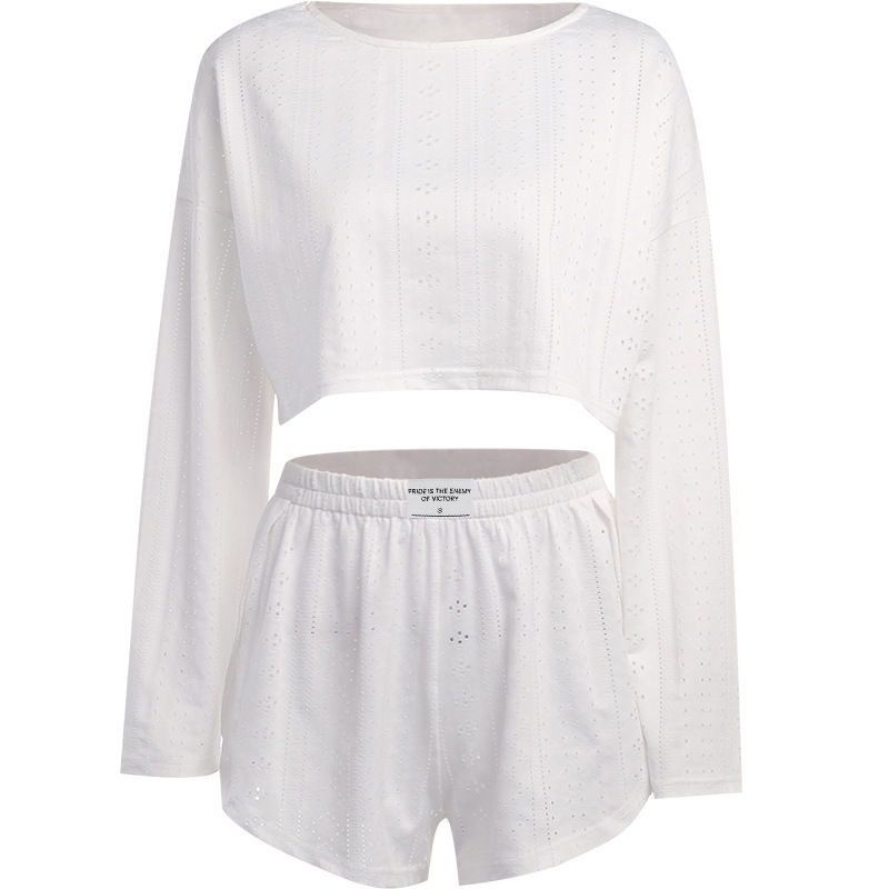Thumbnail: Women's Casual Suit Hollow-out Fashion Simple Loose Pullover Long Sleeve T