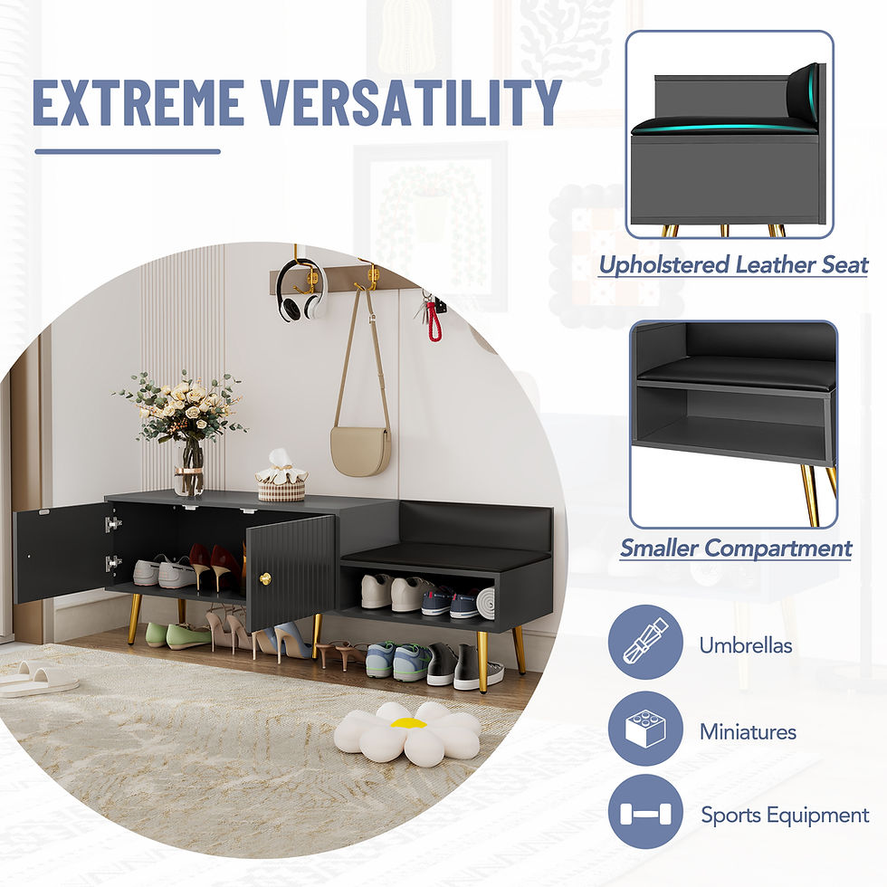 Thumbnail: TREXM Modern Shoe Storage Bench with Hidden Storage and Upholstered Cushions fo