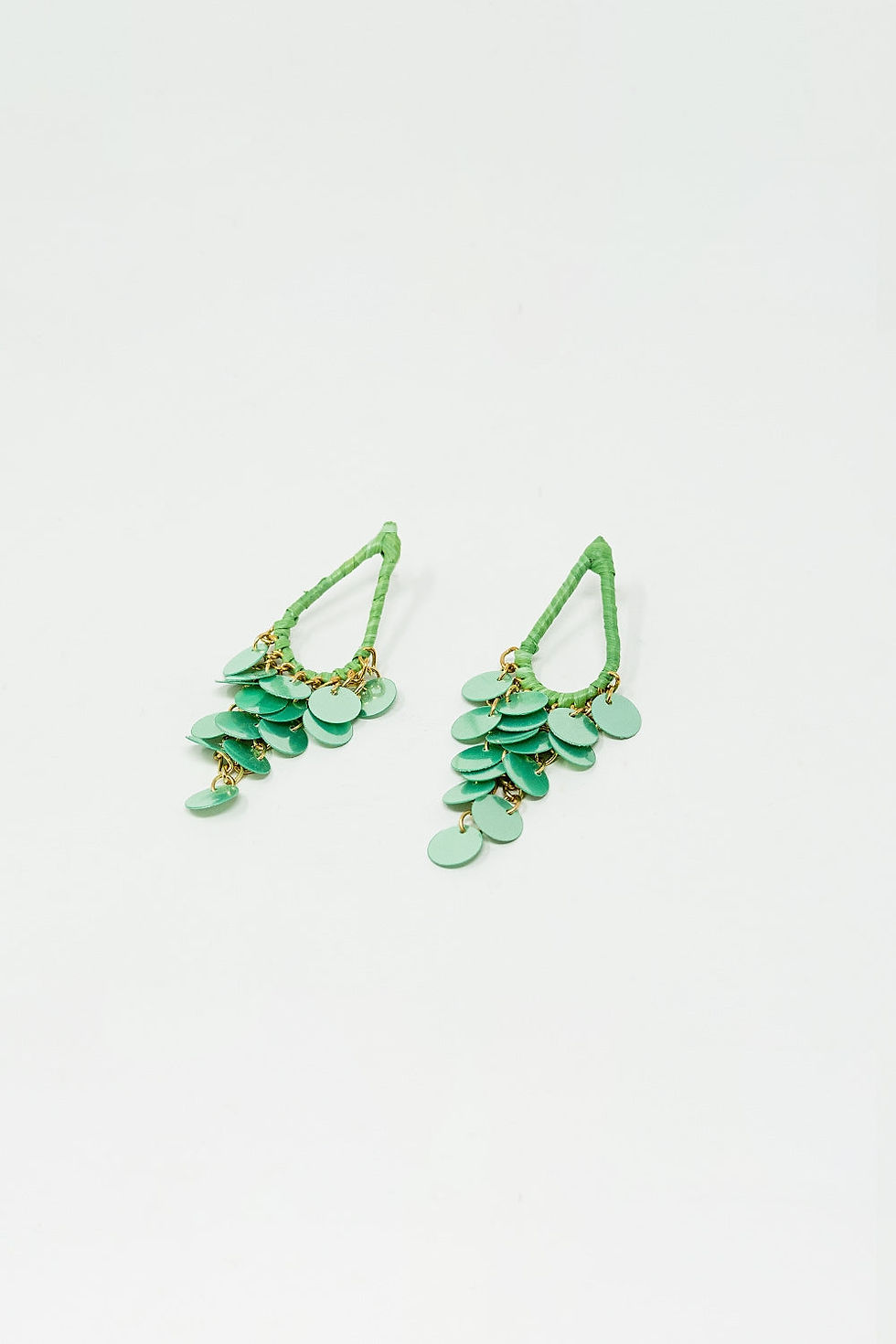 Thumbnail: Green Waterdrop Earrings With Cascading Sequins