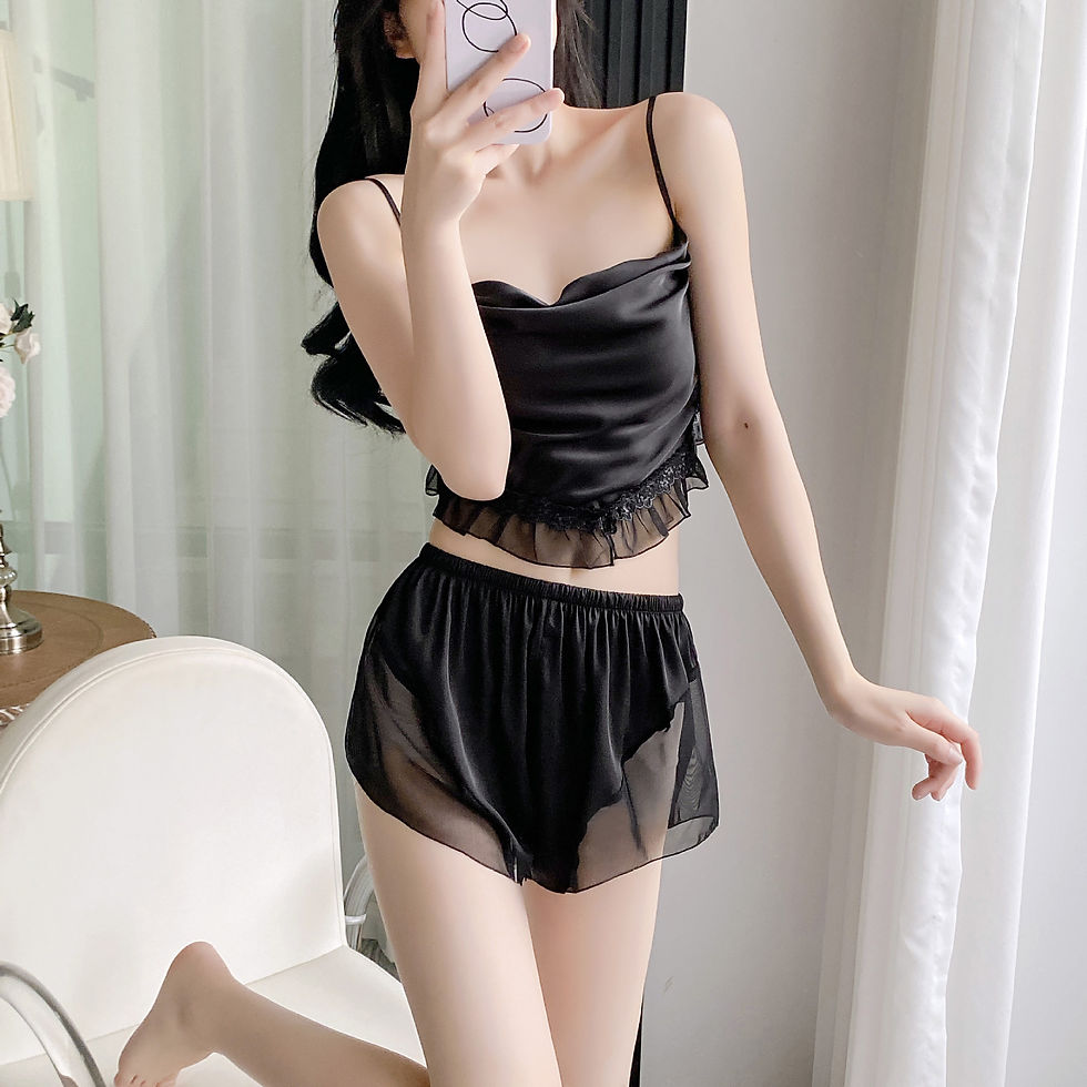 Thumbnail: Summer New Silk Sling Shorts Cool And Comfortable Pajamas Suit With Chest Pad S