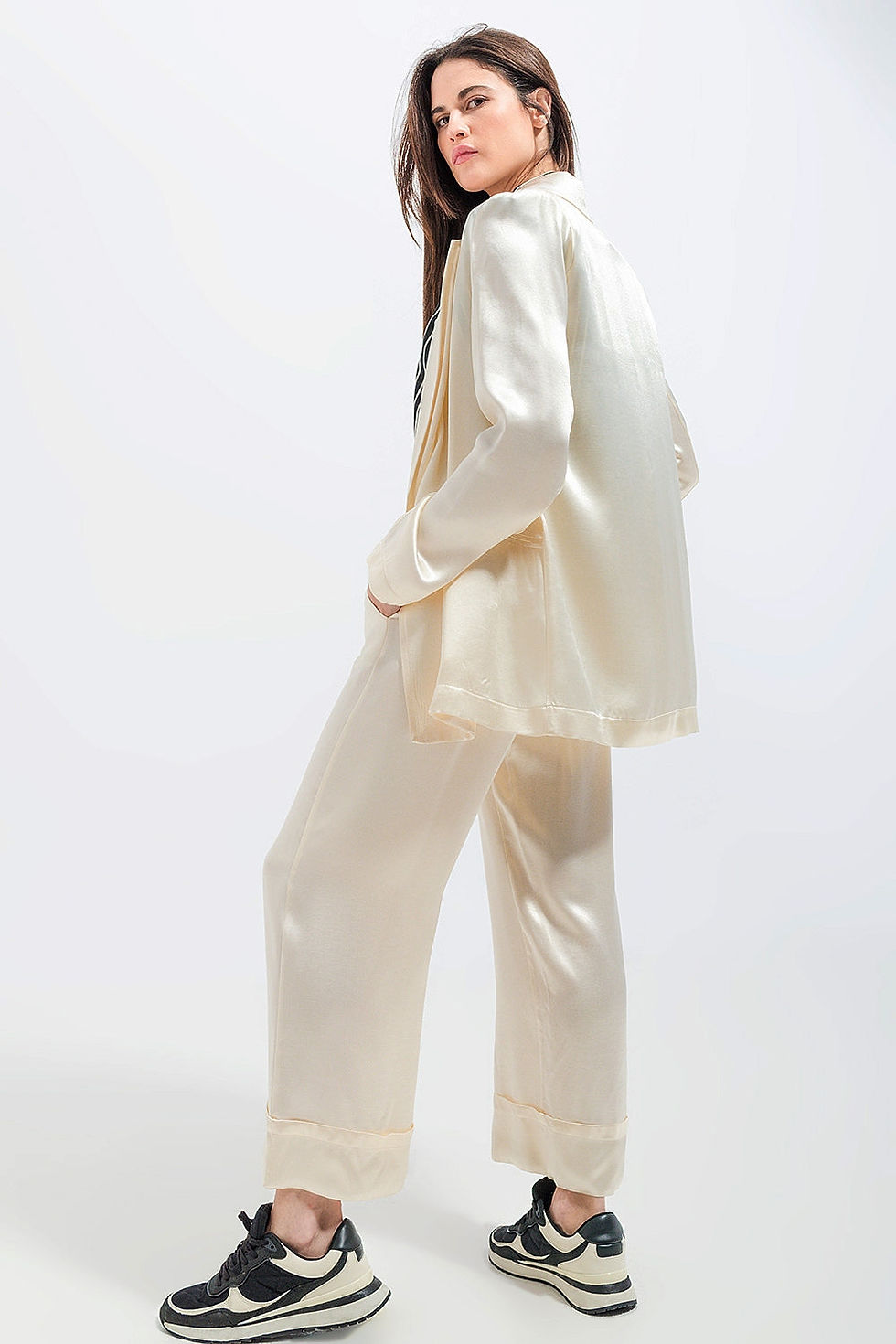 Thumbnail: Satin Blazer in Cream