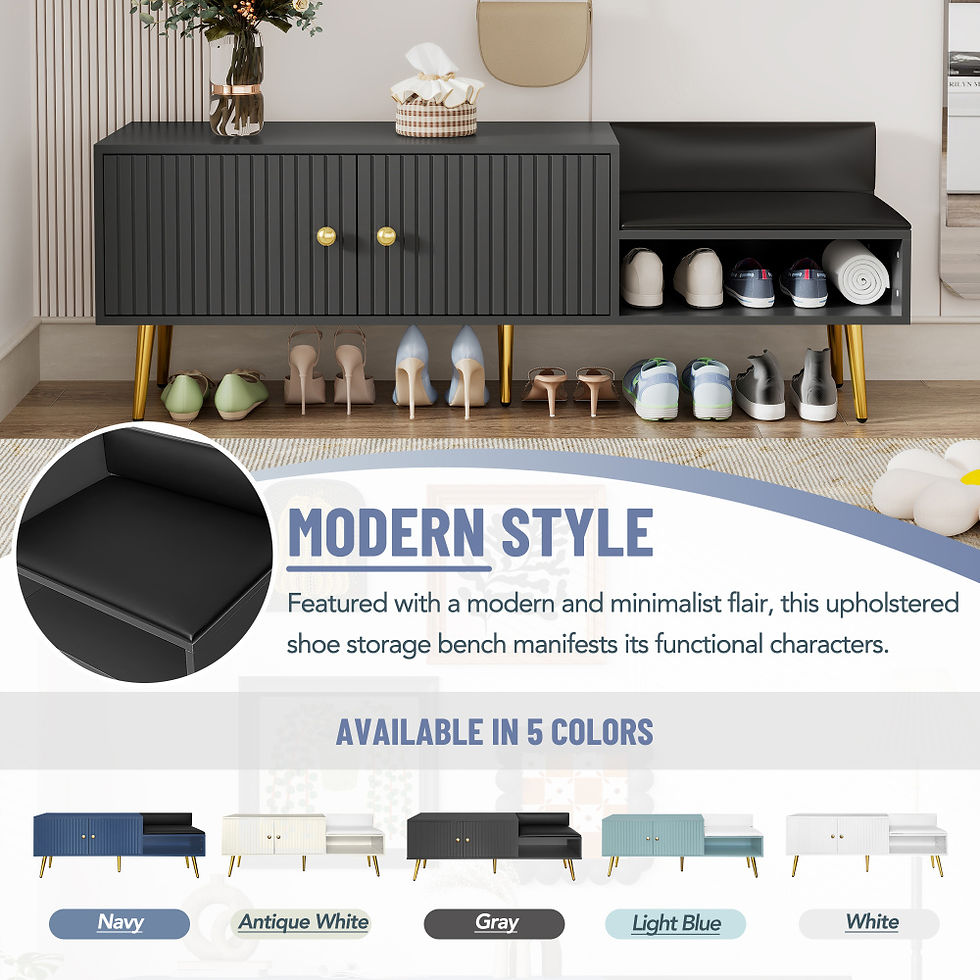 Thumbnail: TREXM Modern Shoe Storage Bench with Hidden Storage and Upholstered Cushions fo