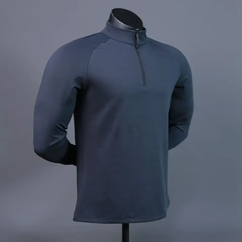 Thumbnail: Quick Dry Fitness Mens Athletic Quarter Zip Up T-Shirt Long Sleeve Top T Shirt