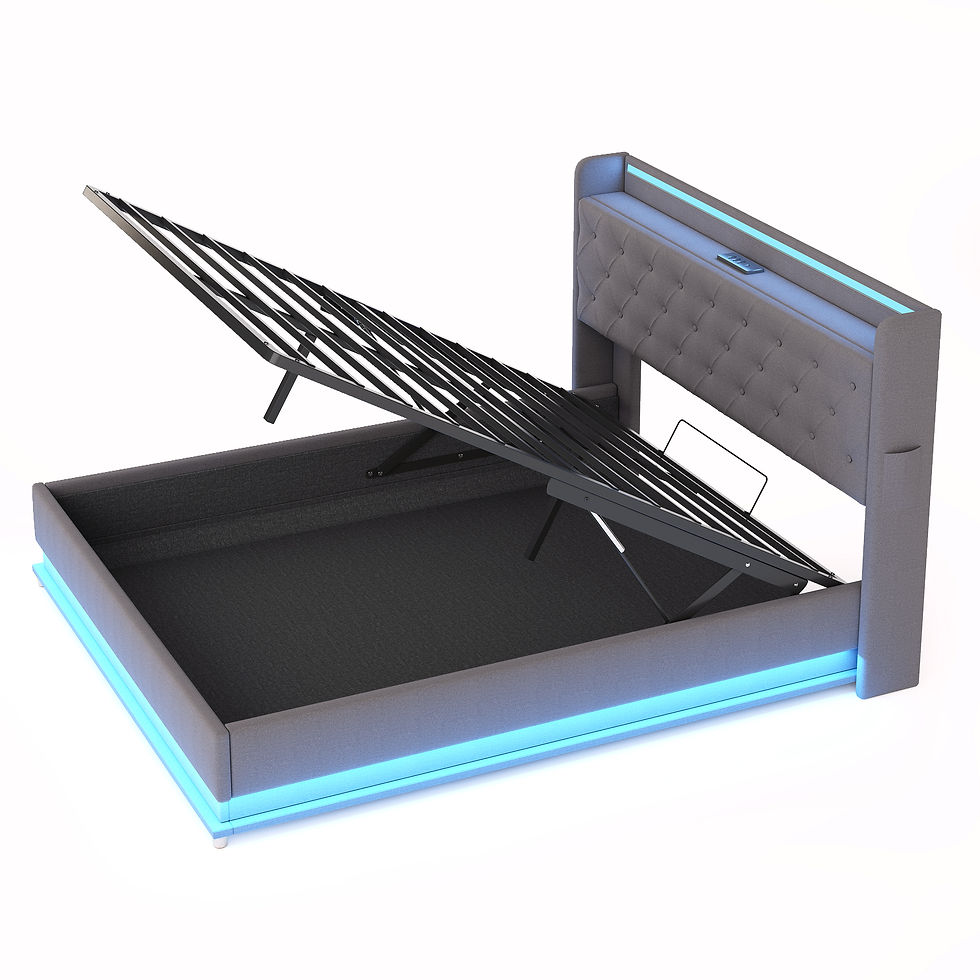 Thumbnail: LED Polsterbett 140*200 cm mit USB-Ladeanschluss und Hydraulischer Lagerung, Ha