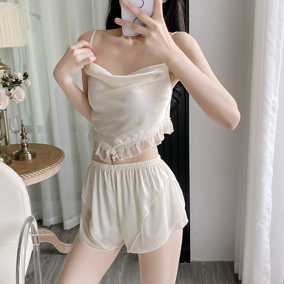 Thumbnail: Summer New Silk Sling Shorts Cool And Comfortable Pajamas Suit With Chest Pad S