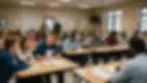 Eye-level view of a community voter education workshop