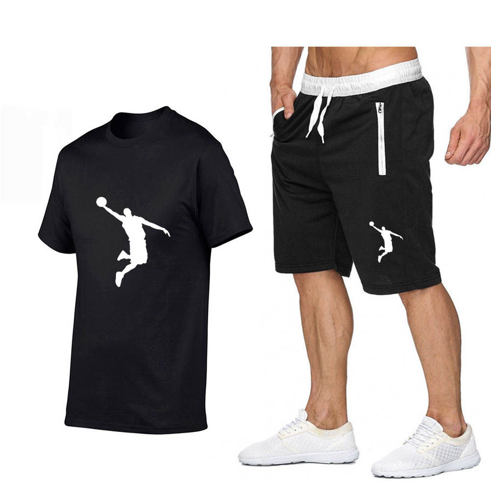 Summer Men's Sportswear Sets, Breathable Short Sleeve T-Shirts and
