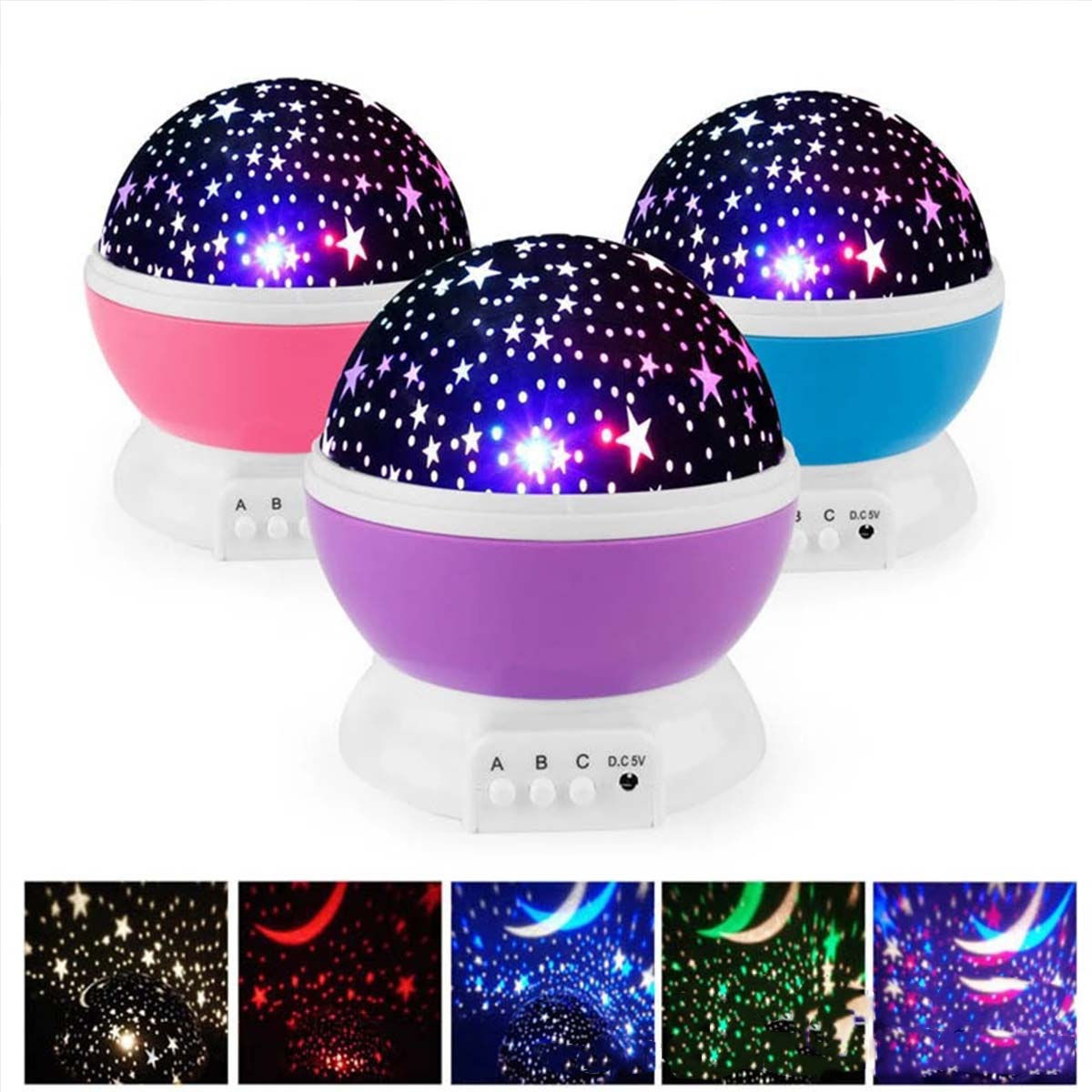 1pc LED Colorful Dream Auto Rotating Starry Sky Light Night Light USB Starry 