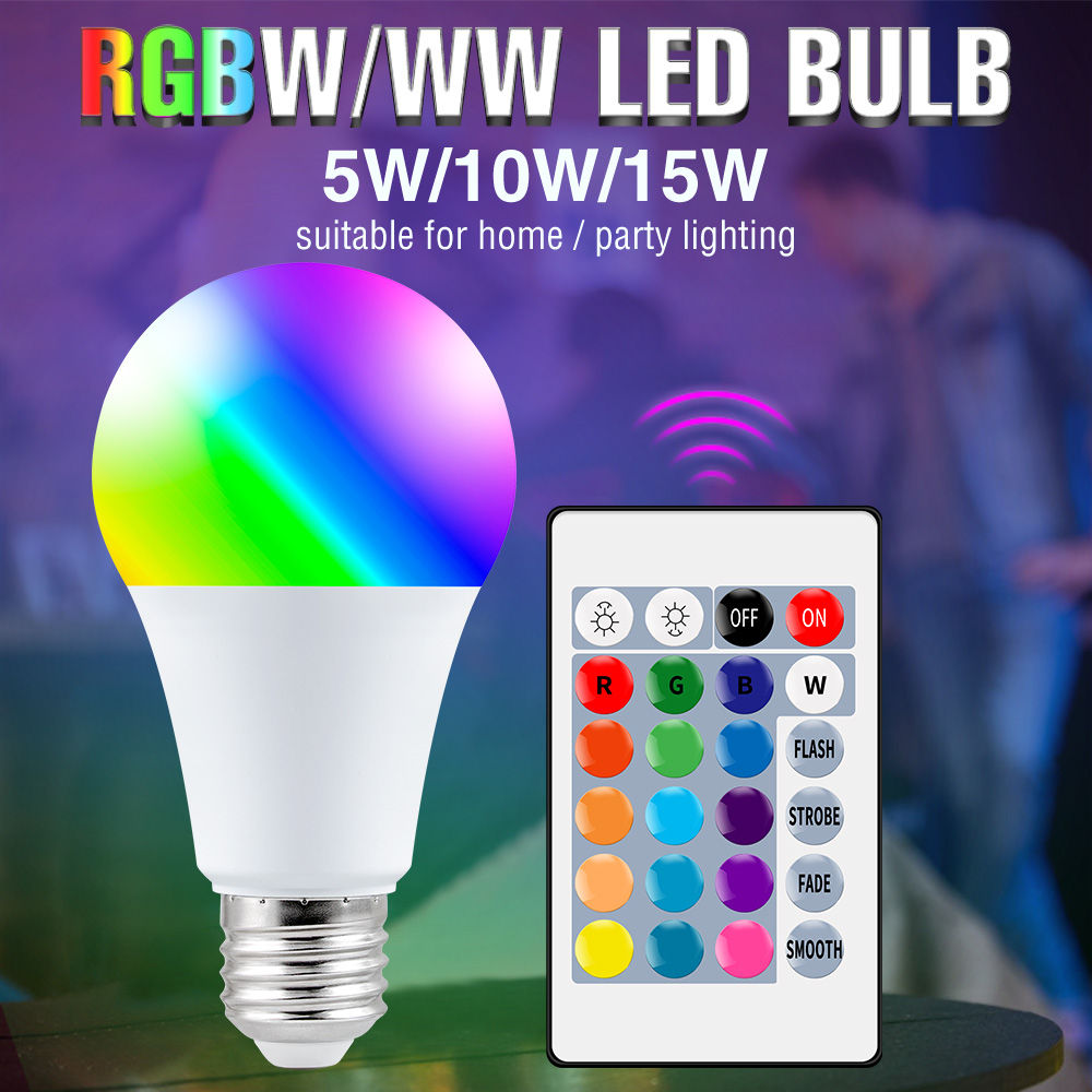 220V RGB Light Bulb 16 Colors Dimmable Home Decoration Lamp E27 Magic