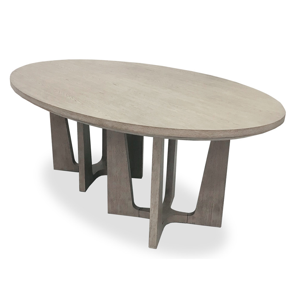Double Pedestal Oval Dining Table Moonstone Gray