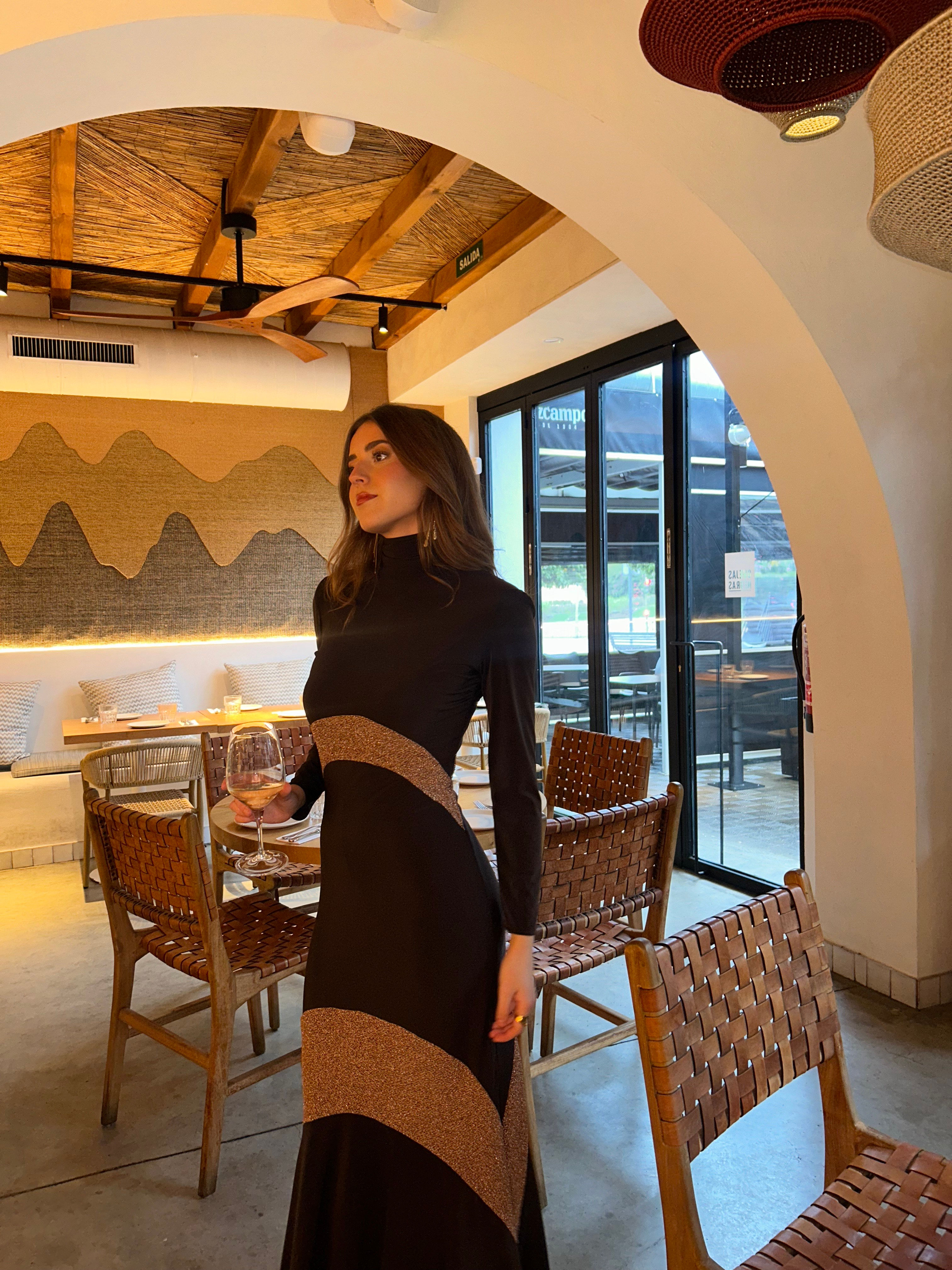 Vestido Noche Marrón-Vestido Punto Marron 