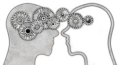 Head silhouette and tooth wheels with kn