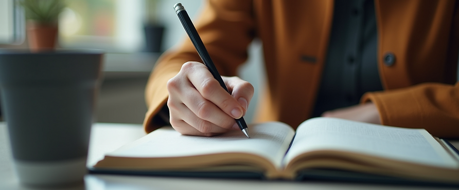 Psicóloga online de mulheres fazendo anotações durante terapia online, usada na seção Atendimentos do site profissional da psicóloga Letícia Barbosa