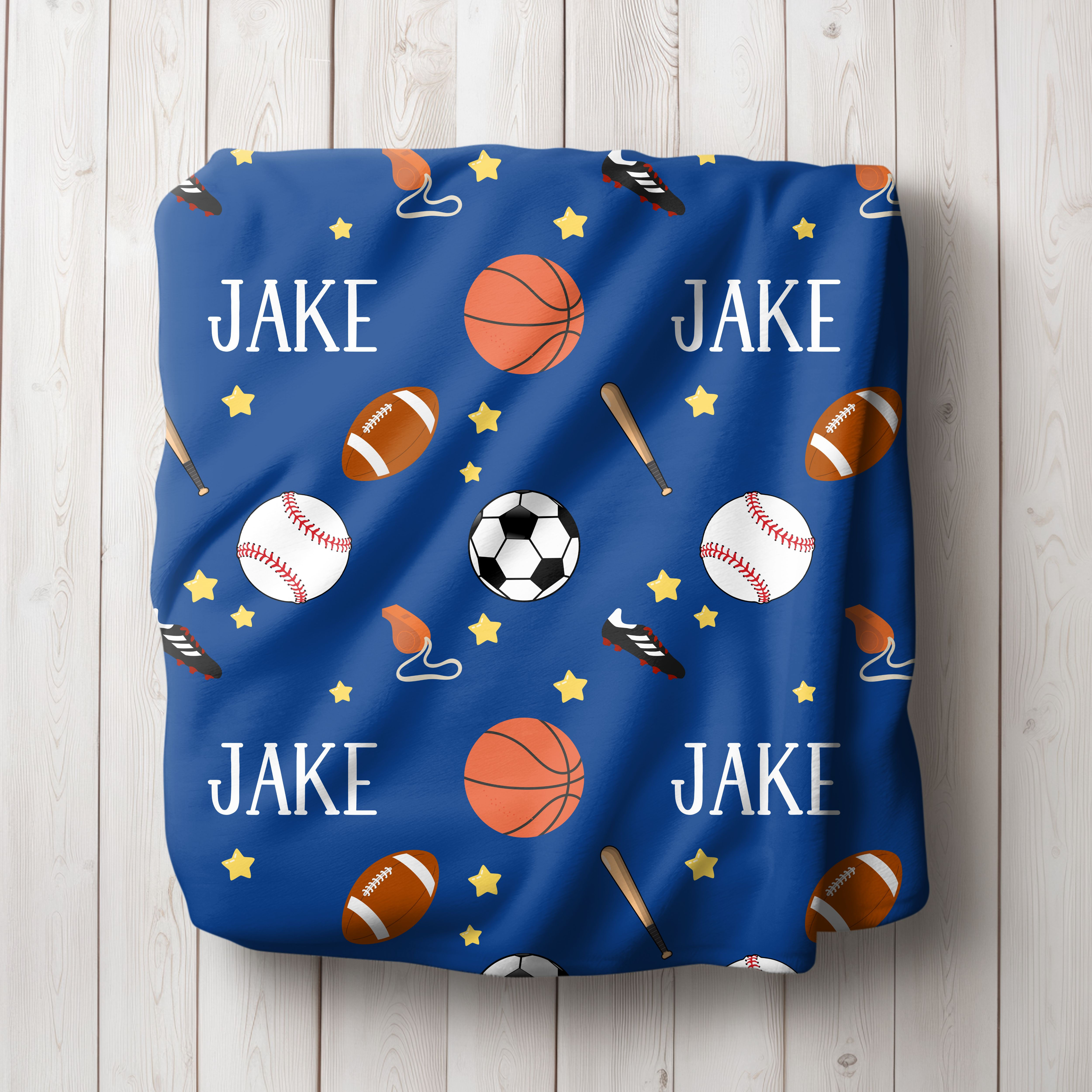 Sports Theme Personalized Baby Blanket