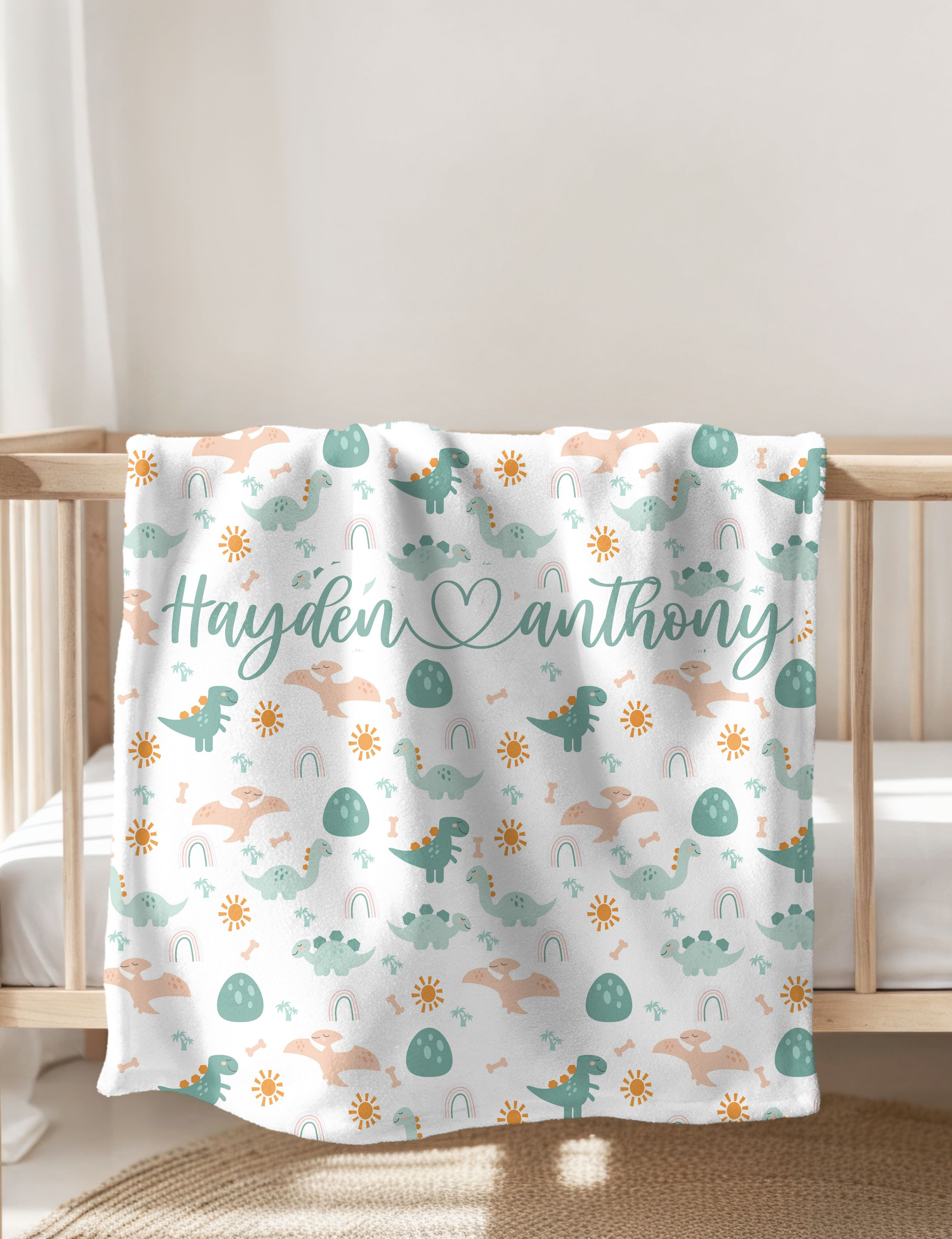 Baby Dino Personalized Baby Blanket