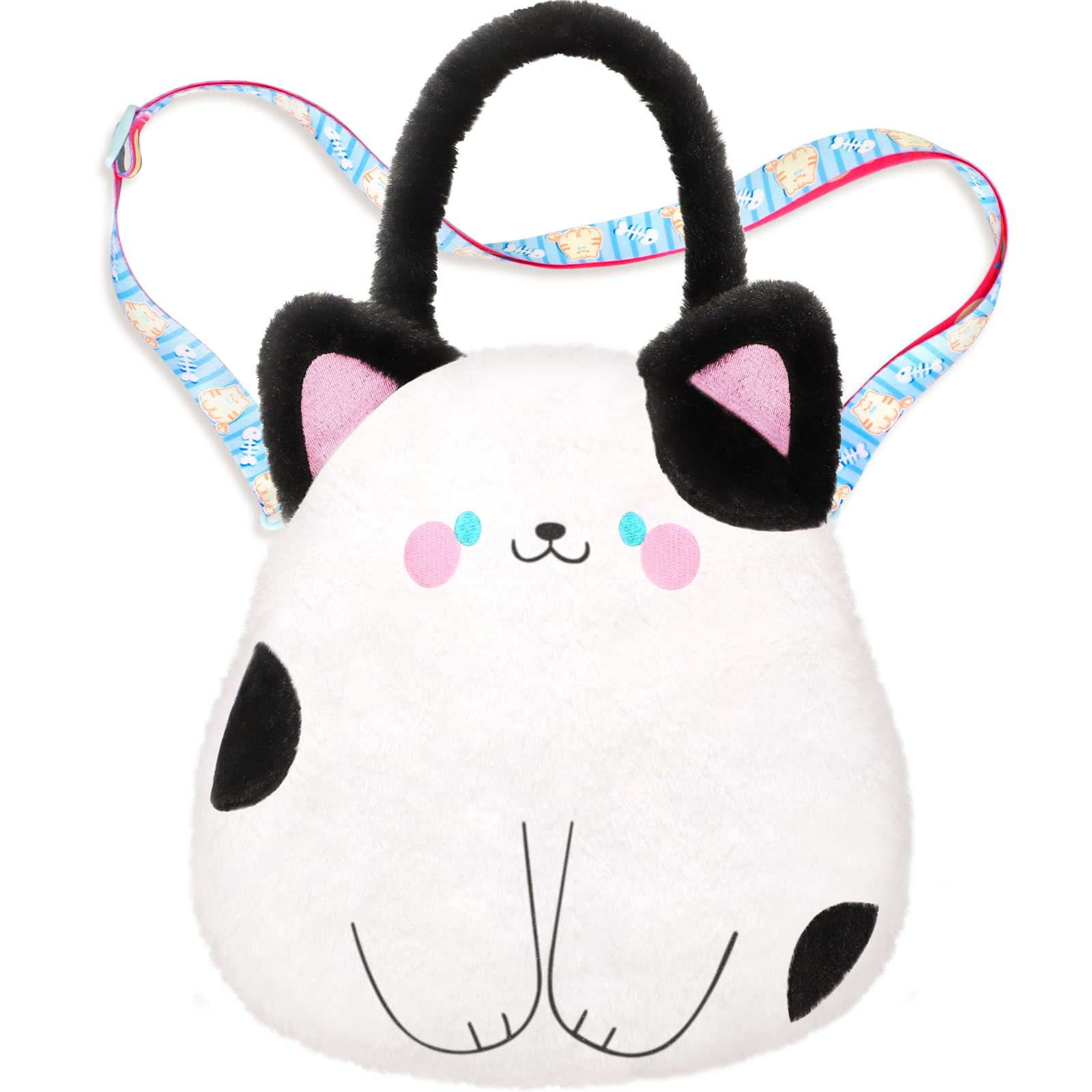 CatchCute Cat Plush Bag Kids Crossbody Bag for Kids Plush Handbag Tote Bag with