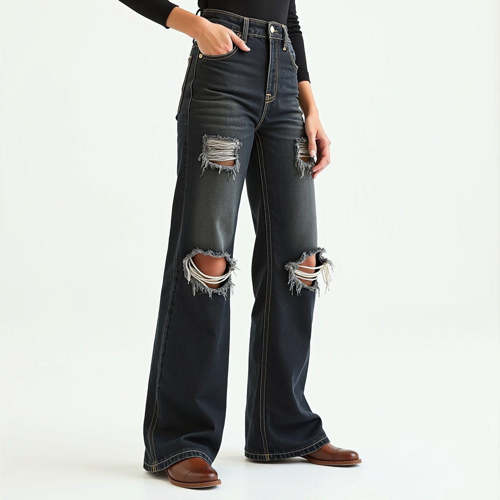 Distressed Wide Leg